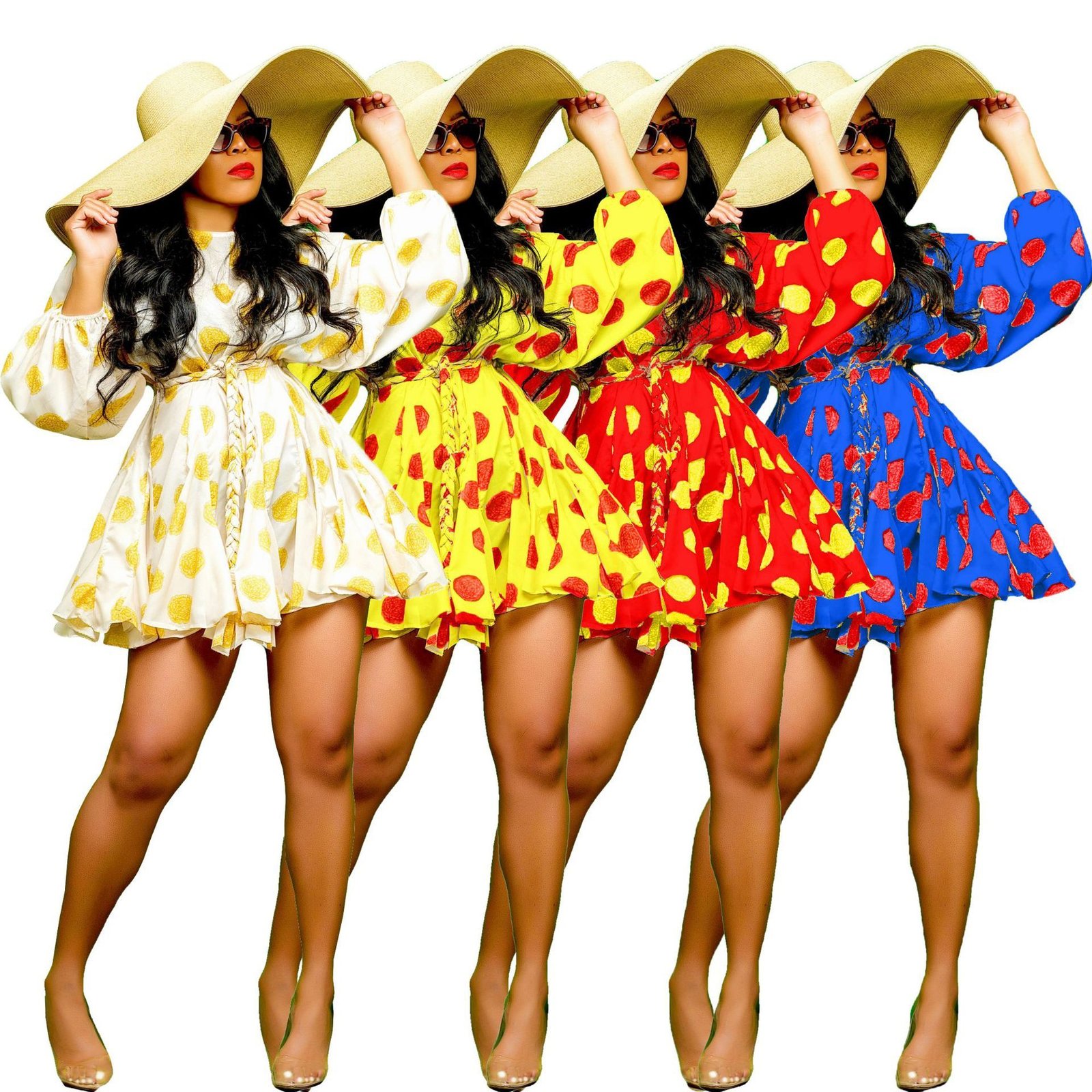 Women Long Sleeve Dresses Chiffon Bodycon - Image 4
