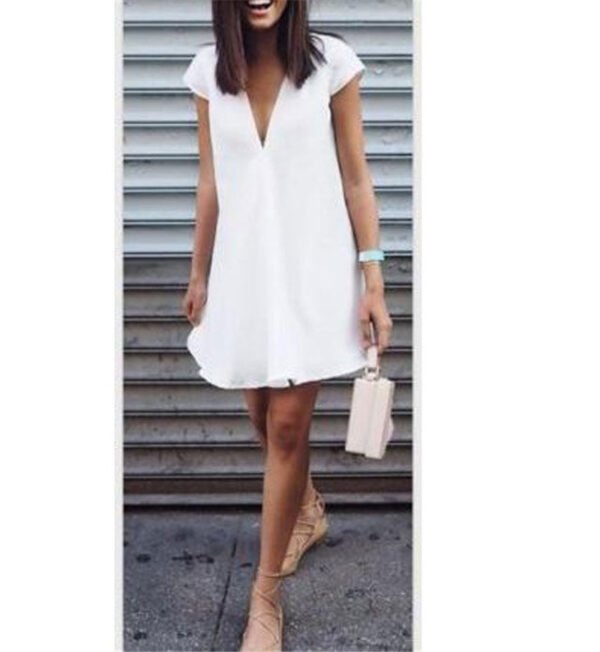 Women Summer Casual T-shirt Dress V Neck Party Dresses - Image 5