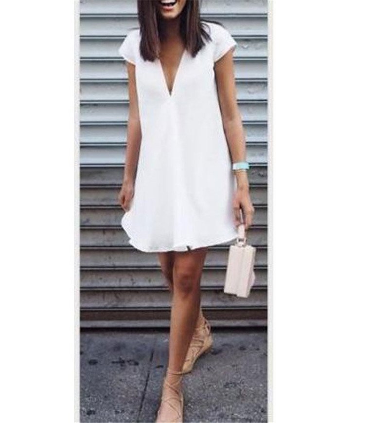 Women Summer Casual T-shirt Dress V Neck Party Dresses - Image 5