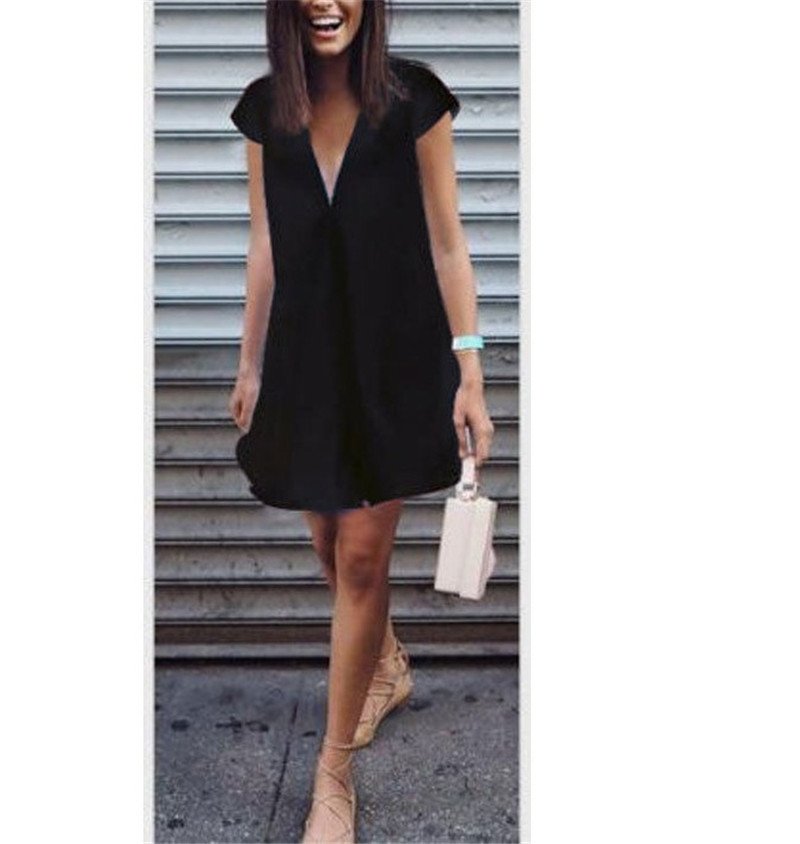 Women Summer Casual T-shirt Dress V Neck Party Dresses - Image 6