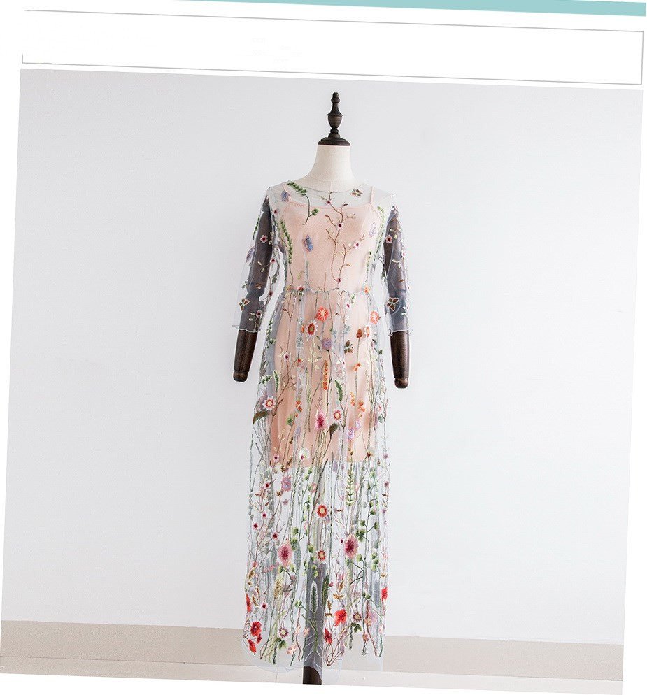 Party Flower Floral Dress Women Dresses 2 Pieces Boho Mesh - Image 5