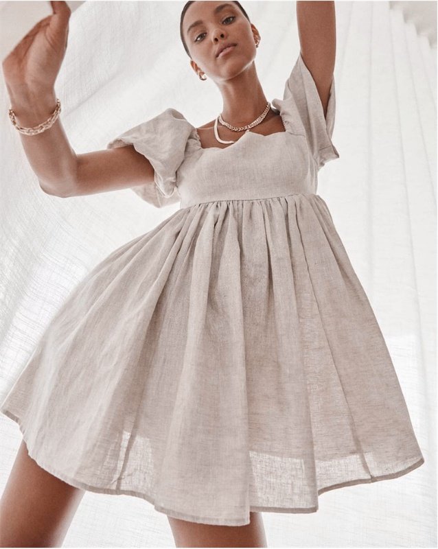 Dresses Women Square Neck Puff Sleeve Mini Dress - Image 5