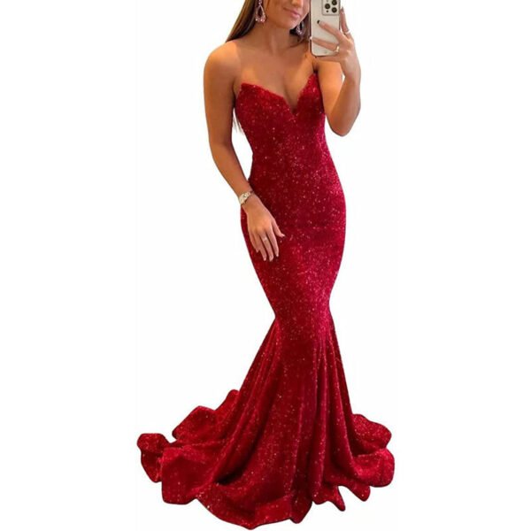 Sequin Evening Dresses For Women Formal  Long Prom Party Gowns - Image 4