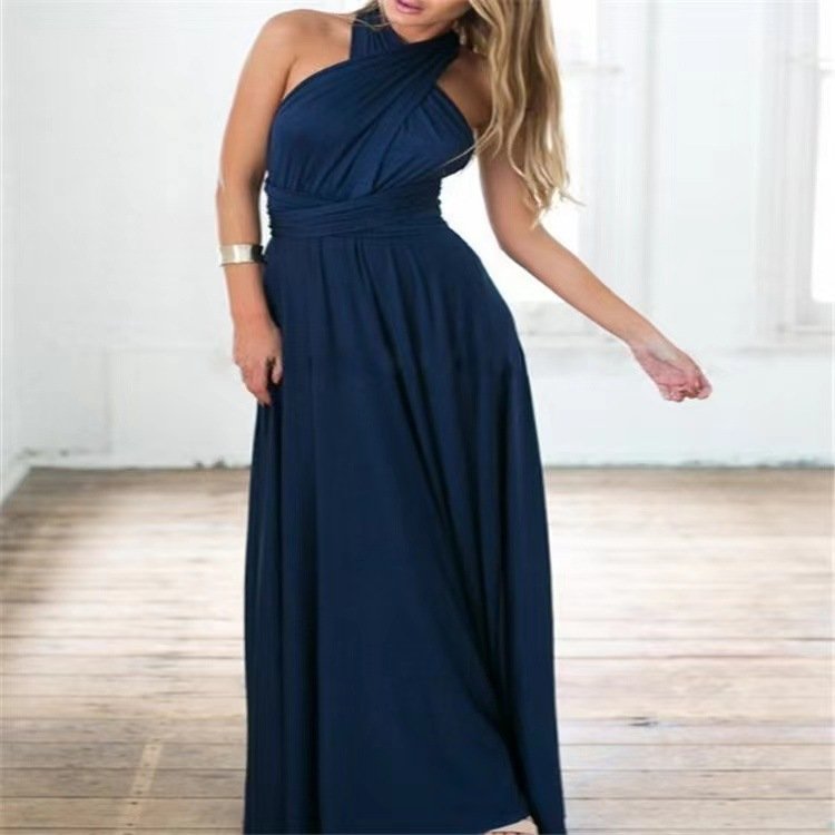 V-neck Long Dress Women Cross Strap Beauty Back Design Party Dresses - Image 7