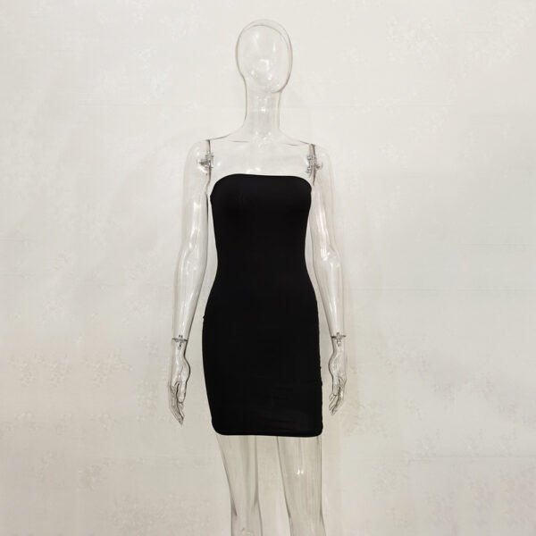 One-line Collar Hip Wrap Hundred Dresses For Women - Image 4