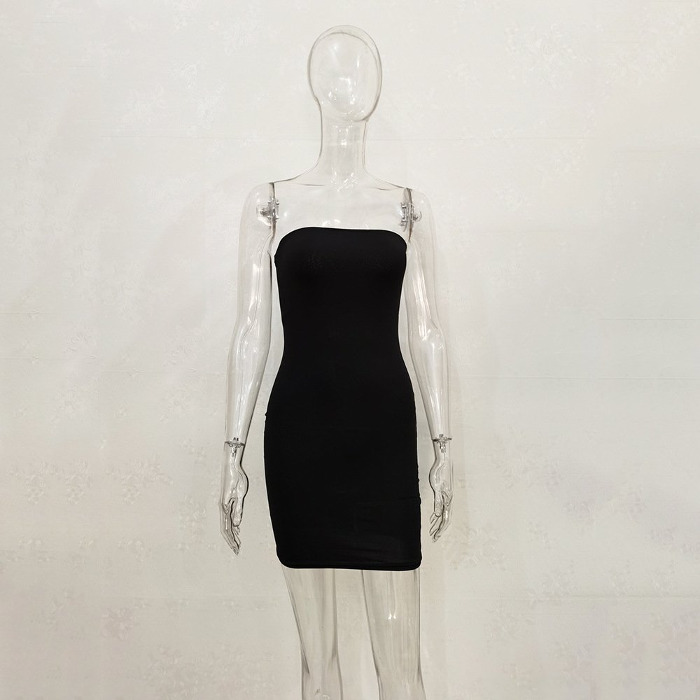 One-line Collar Hip Wrap Hundred Dresses For Women - Image 4