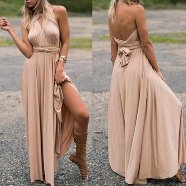 V-neck Long Dress Women Cross Strap Beauty Back Design Party Dresses - Image 8