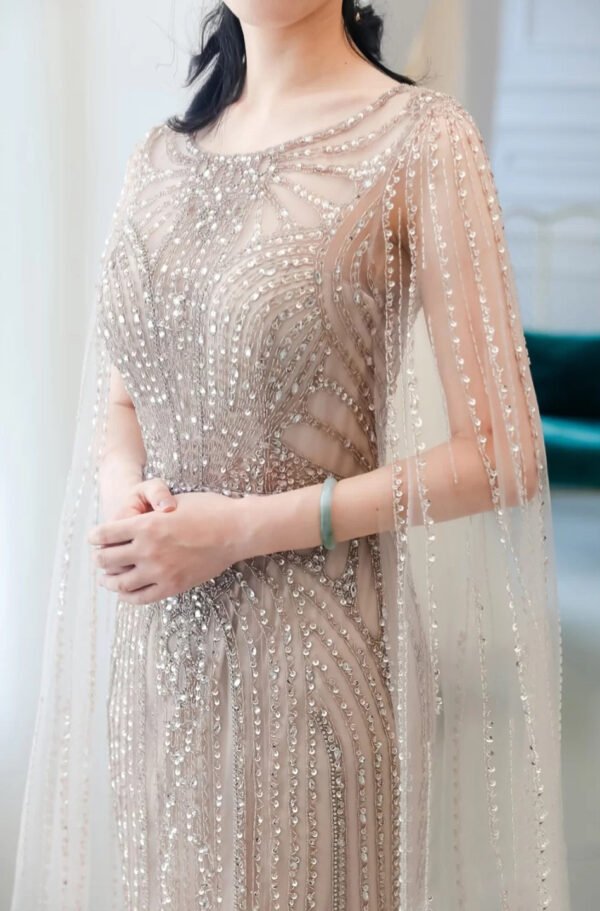 Fishtail Zipper Floating Sleeve Long Dress - Image 6