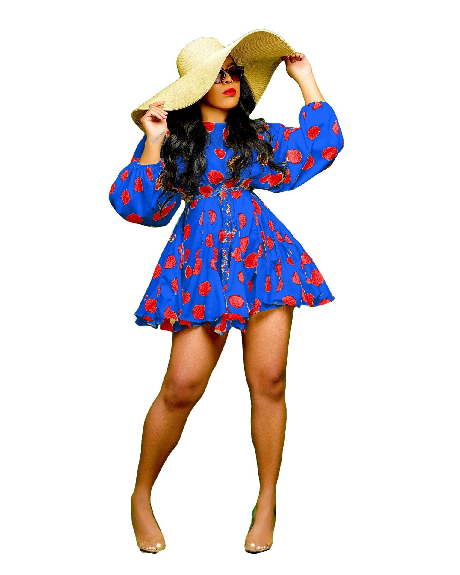 Women Long Sleeve Dresses Chiffon Bodycon - Image 2
