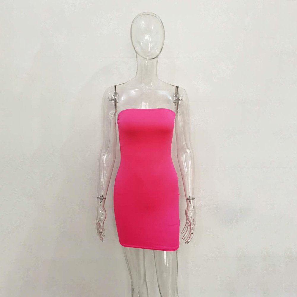 One-line Collar Hip Wrap Hundred Dresses For Women - Image 7