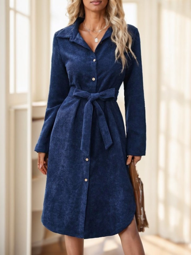 Women's Solid Color Long Sleeve Midi Dress Fall Women Dresses - Image 7