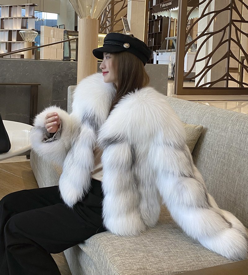 High End Marble Fox Fur Coat - Image 3