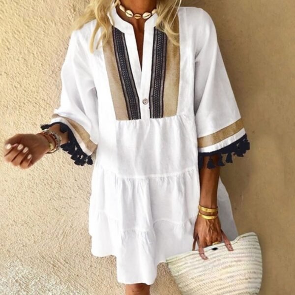 Elastic Sundress Women Dresses Vintage Cute Elegant Floral - Image 4