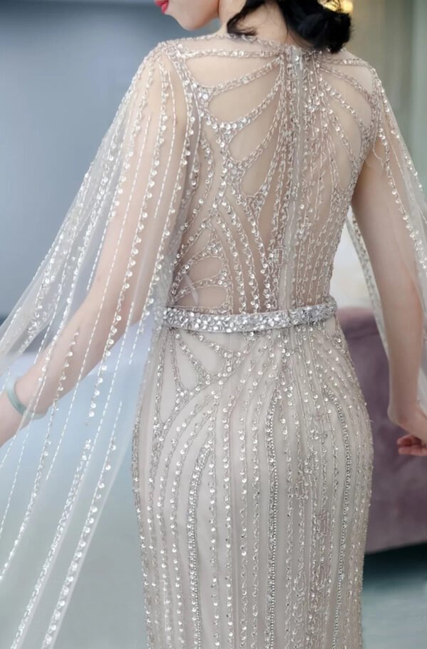 Fishtail Zipper Floating Sleeve Long Dress - Image 3