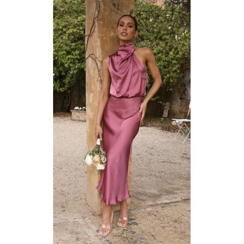 Sleeveless Halter Neck Dress Summer Fashion - Image 3