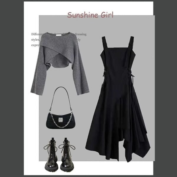 New Gray Senior Sense Of Sweater Dresses Two-piece Suit Women - Image 2