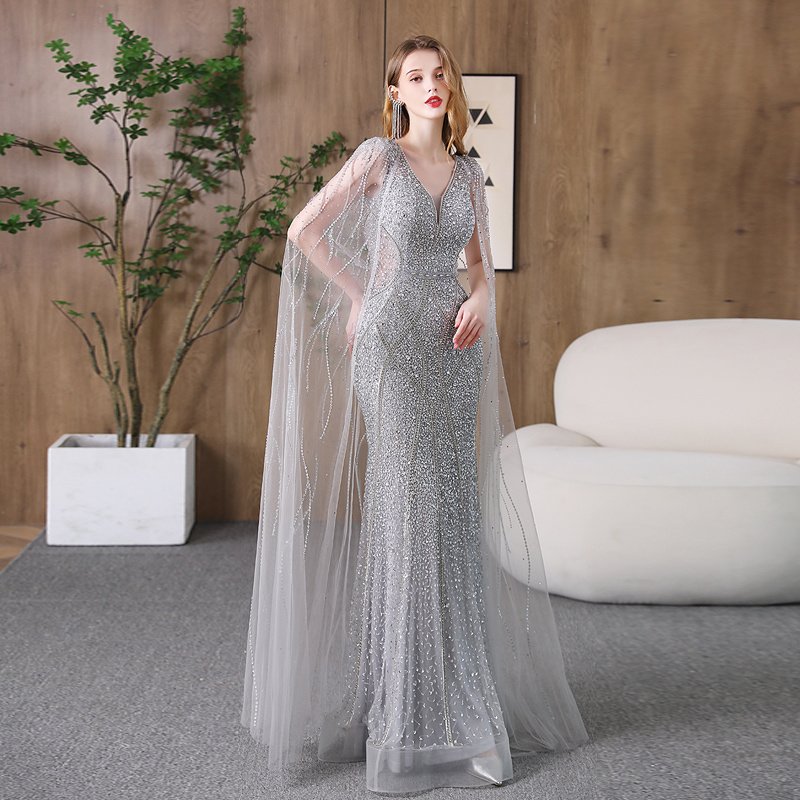 Evening Dress Banquet Slimming Fishtail Host Evening Dress - Image 8