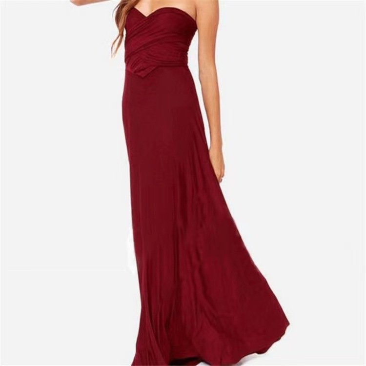 V-neck Long Dress Women Cross Strap Beauty Back Design Party Dresses - Image 5