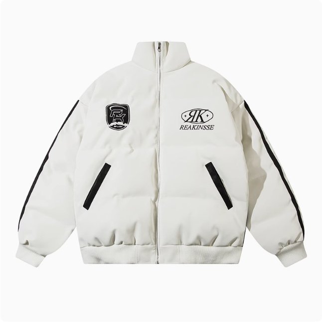 Couple Vintage Embroidered Baseball Down Quilted Jacket - Image 2