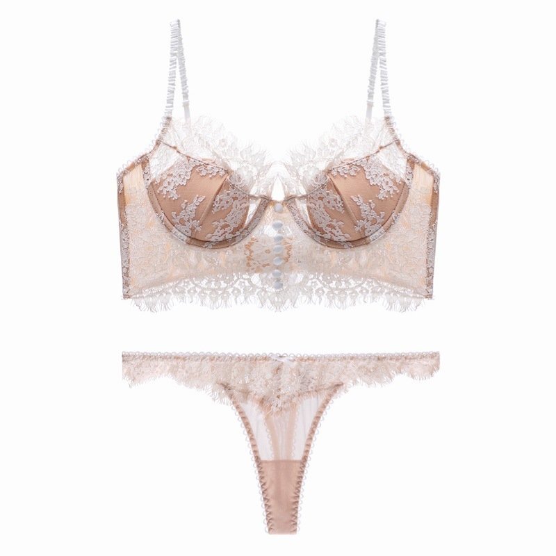 Women's French Thin Cotton Lace Bra Panties Set - Image 3
