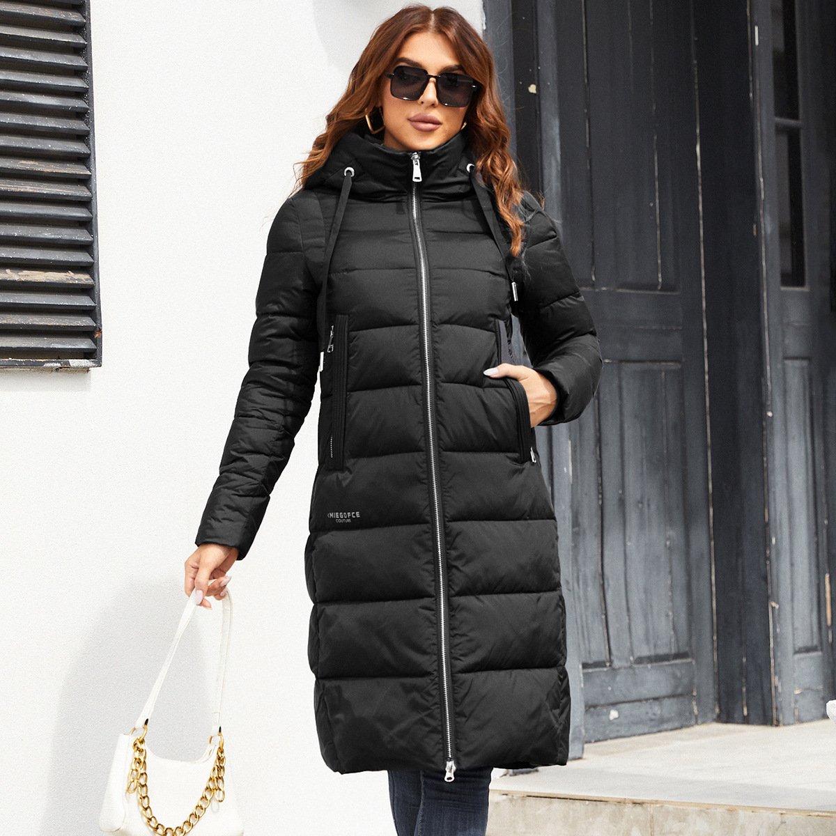 Windproof Zipped Stand Collar Cotton-padded Jacket - Image 7