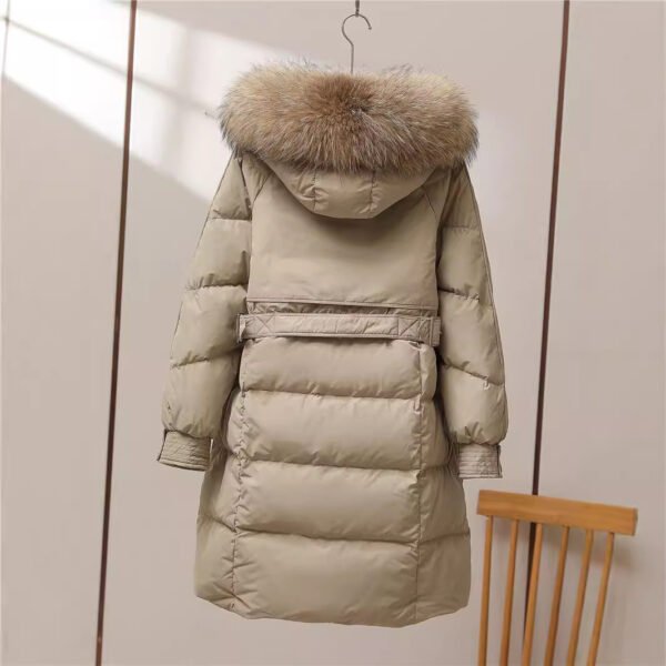 Big Fur Collar White Duck Down Jacket Overknee Thickened Winter Coat - Image 4
