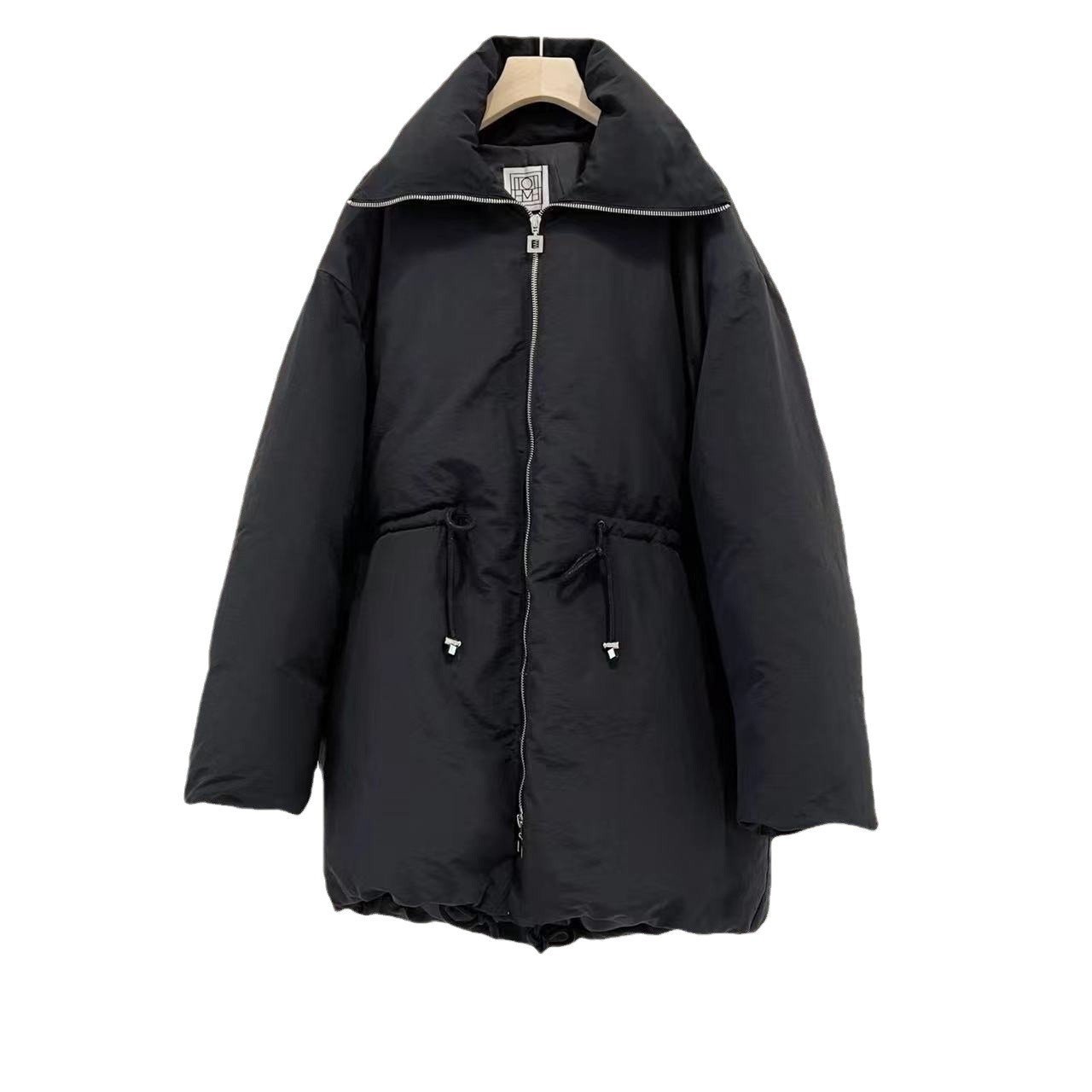 Drawstring Waist Stand Collar Women's New Warm Down Jacket Coat - Image 4