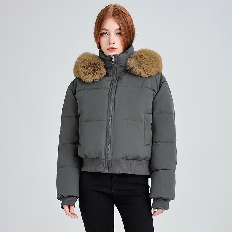 Design Sense Hooded Fur Collar Cotton Coat Women's  Jacket - Image 4