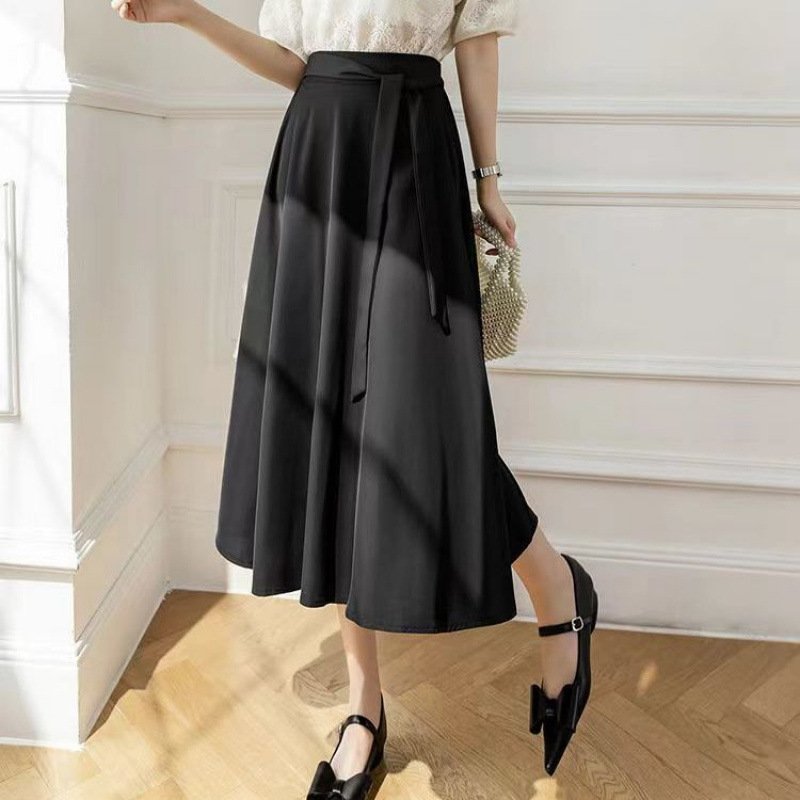A- Line Skirt Draping Large Hem Mid-length Skirt - Image 5