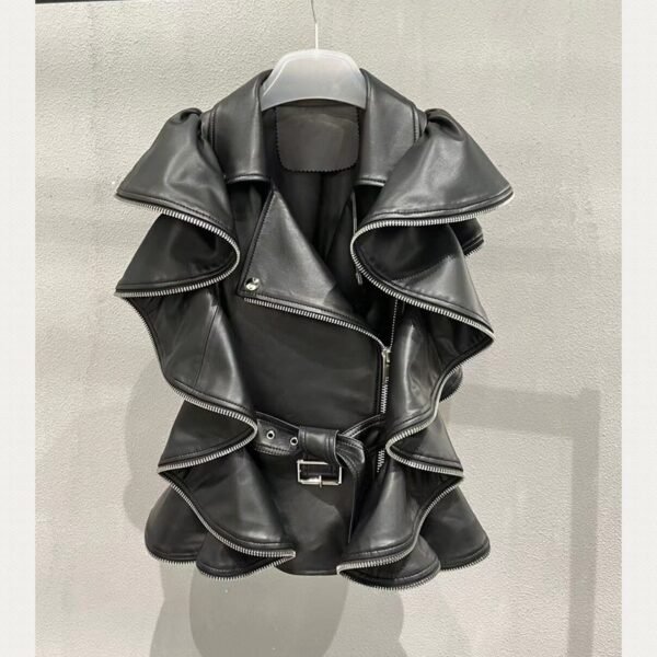 Sheepskin Leather Vest Heavy Work Sheepskin Coat - Image 6