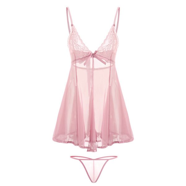 Bowknot Beautiful Back Sexy  Nightdress Thong - Image 4