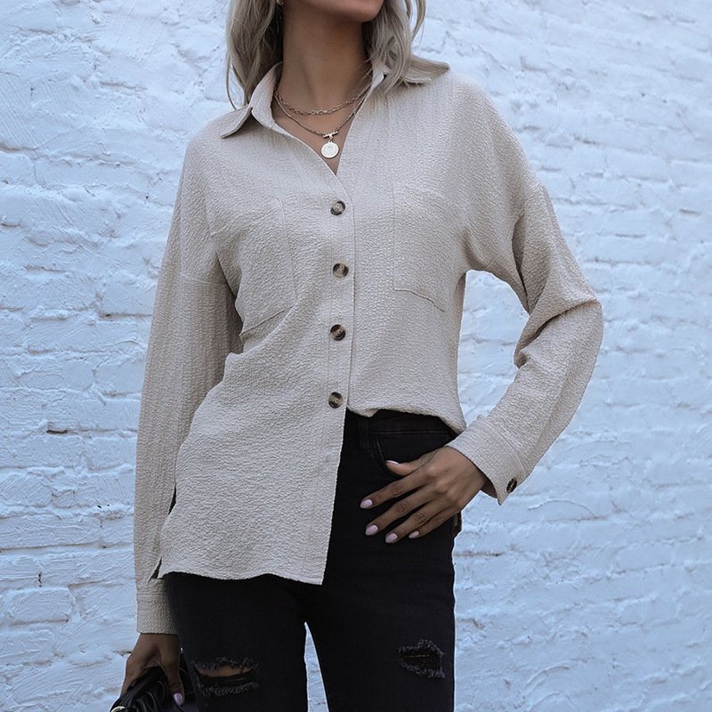 Long Sleeve Lapel Office Button Shirt - Image 7