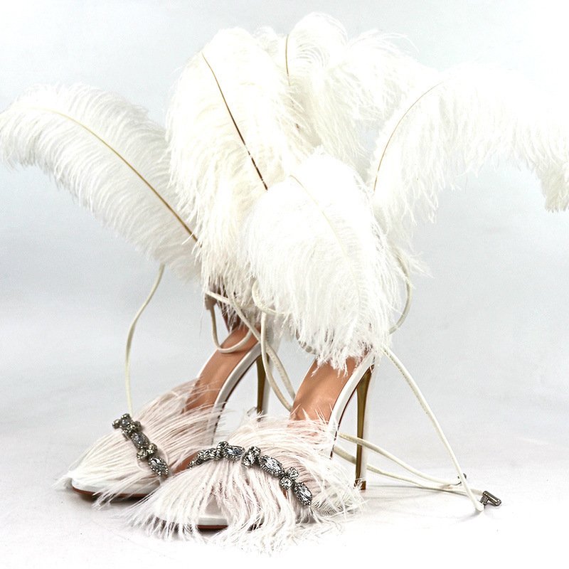 Catwalk Women's Shoes Rhinestone Feather Nightclub High Heels - Image 10