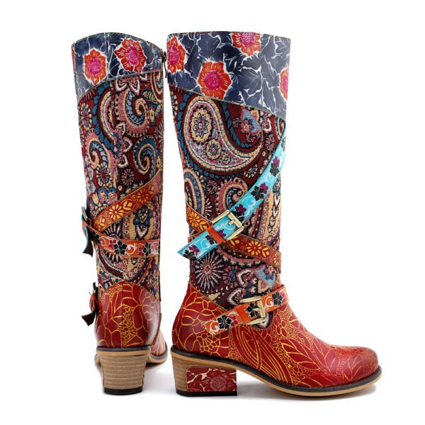 Large Size Retro Heavy Industry Printed Boots For Women - Image 2