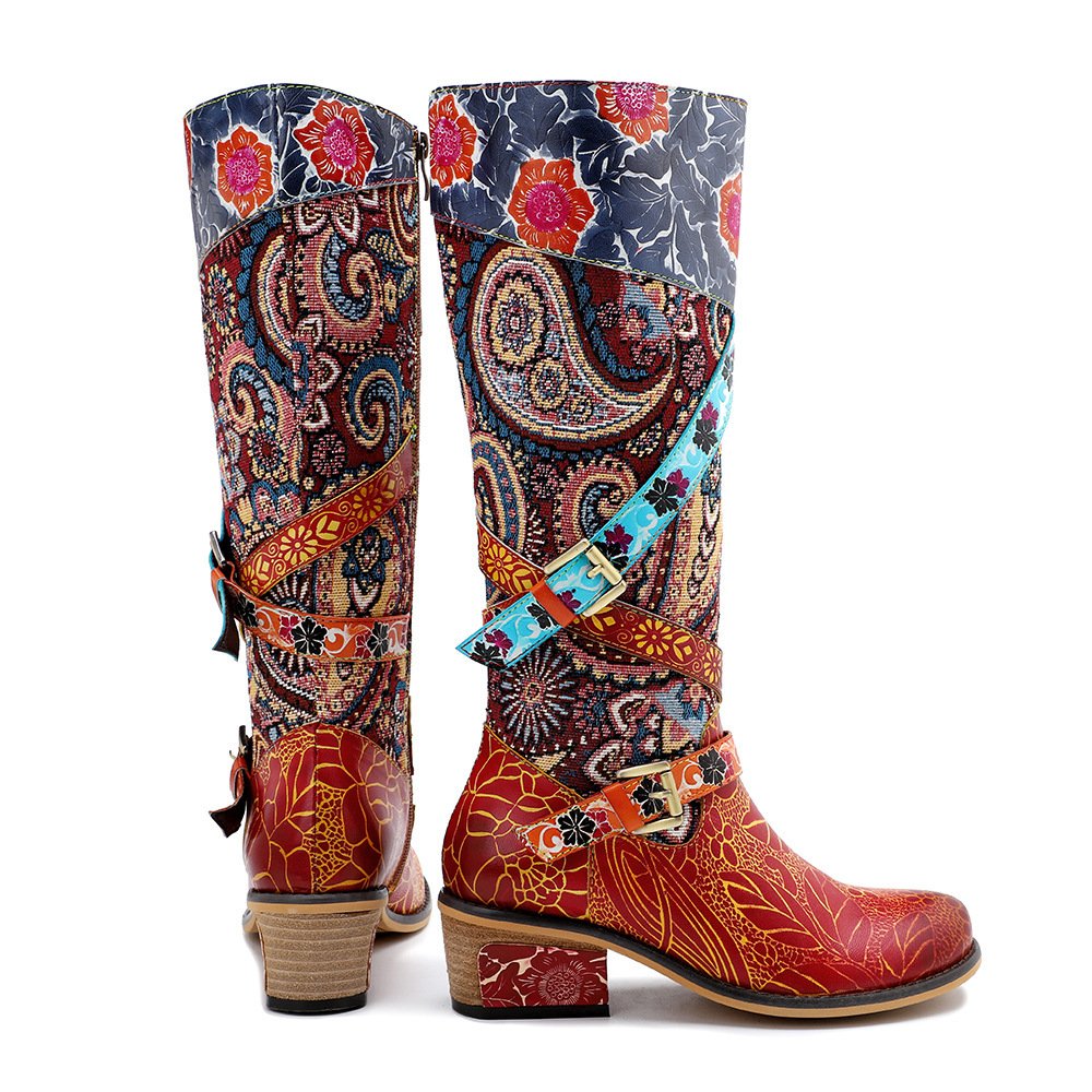 Large Size Retro Heavy Industry Printed Boots For Women - Image 2