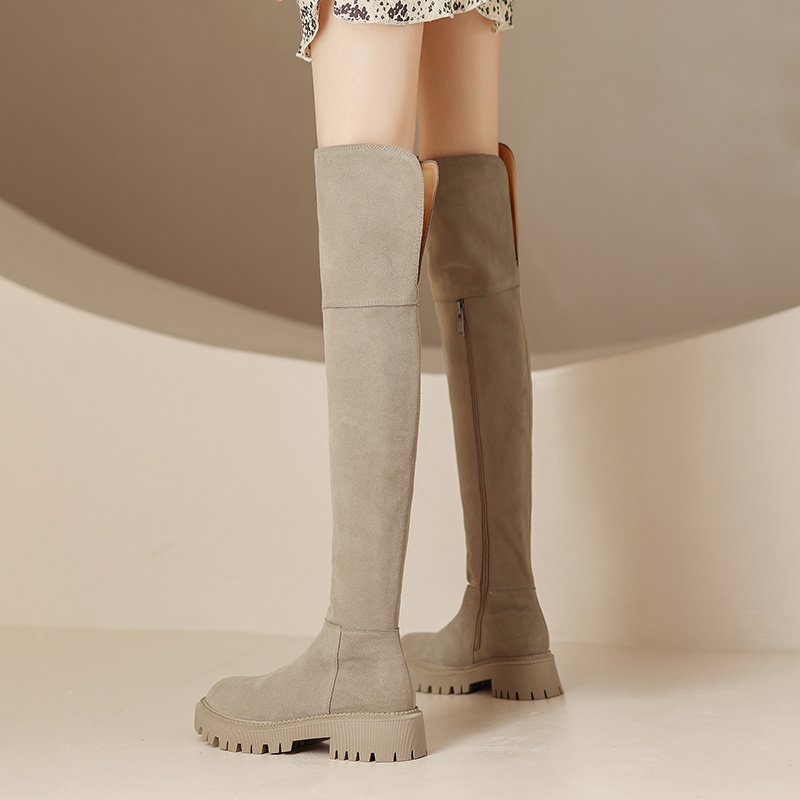 Women With Genuine Leather Frosted Over The Knee Boots - Image 2