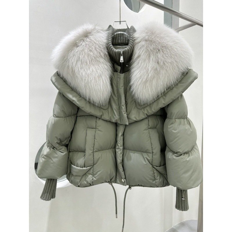 High-end Fox Fur Collar White Duck Down Short Down Jacket Female Light Luxury Loose And Warm Puffer Jacket Coat - Image 5