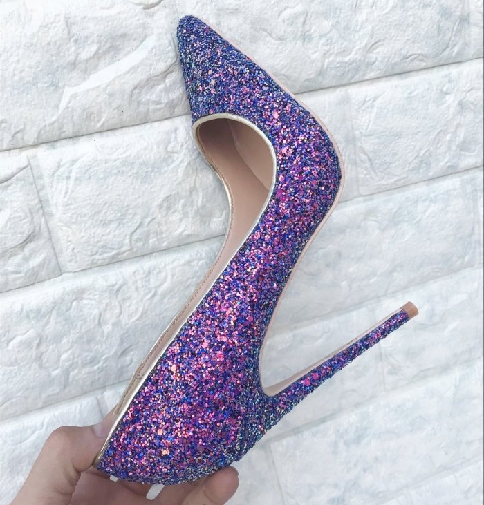 Symphony purple sequin high heels - Image 3