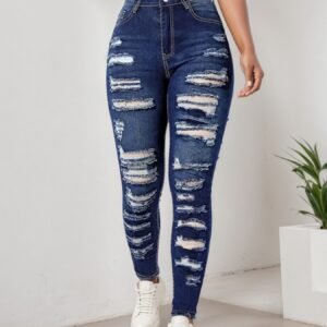2025 Women's Ripped Tight Cropped Pants, New High Stretch Jeans, Fashionable And Versatile Street Style, Slim Fit Design, Women's Jeans And Clothing
