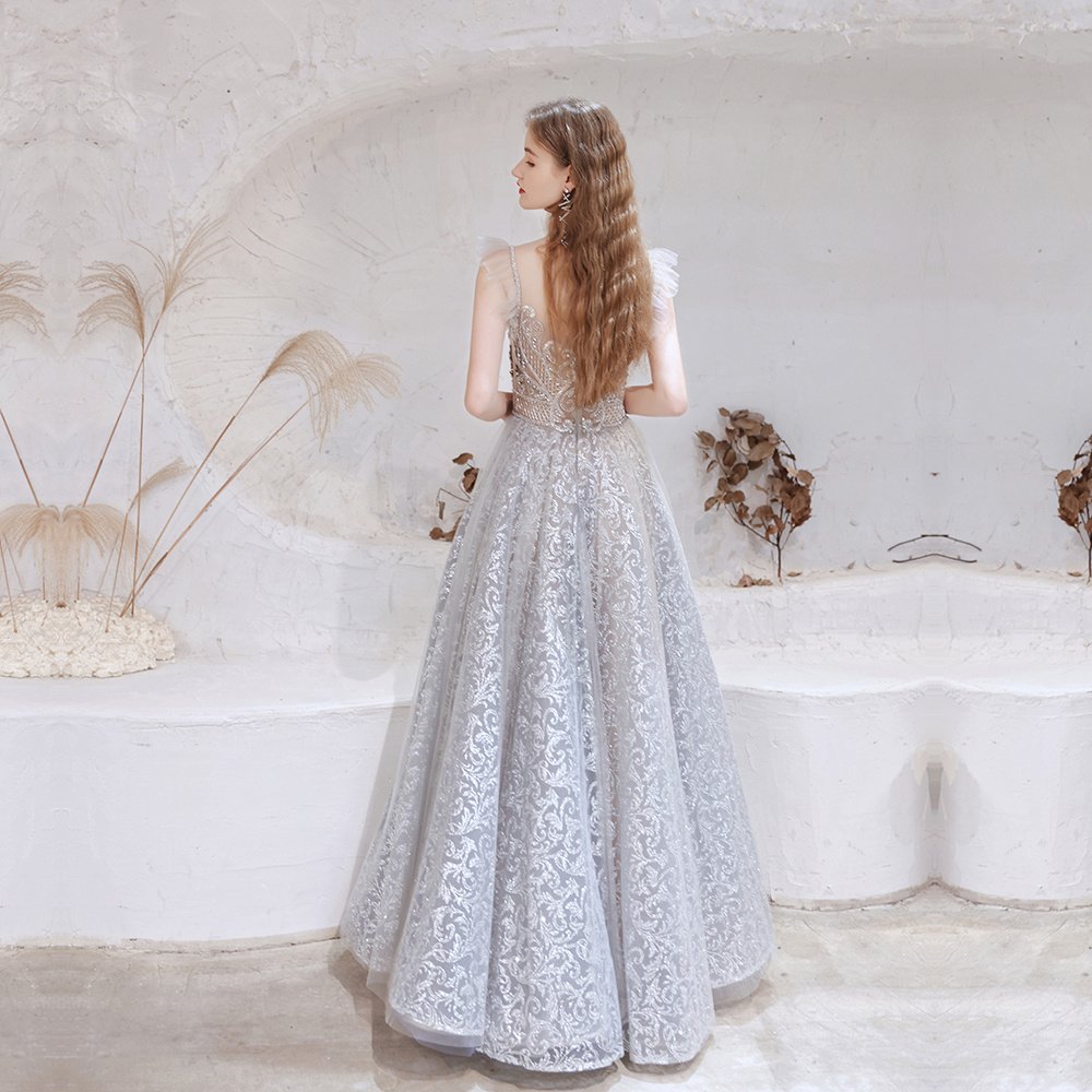 Spring High Gray Half High Sweet Standing Collar Thin Short Paragraph Mid-waist Slim Wedding Dresses - Image 5