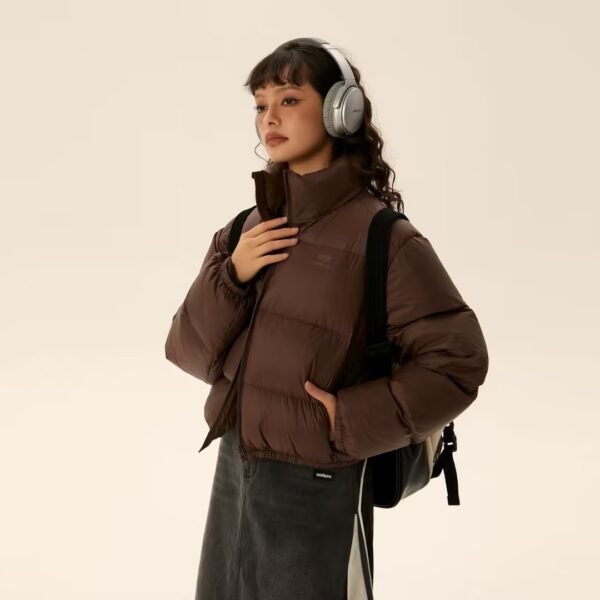 Casual Simple Black Women's Short Down Jacket - Image 4