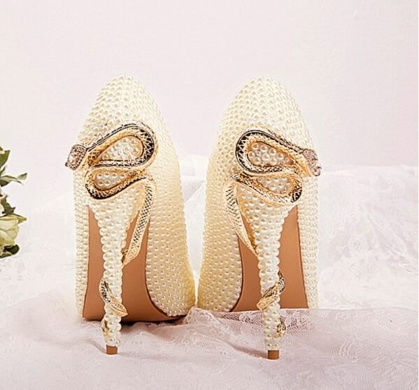 Women's Diamond Hand Green Snake-shaped Stiletto Heels - Image 4