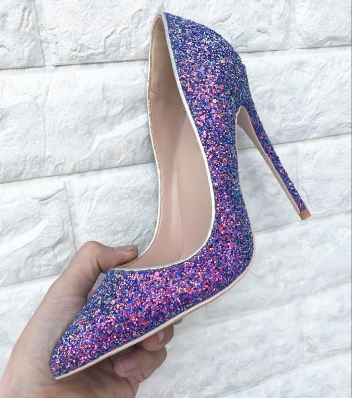 Symphony purple sequin high heels - Image 5