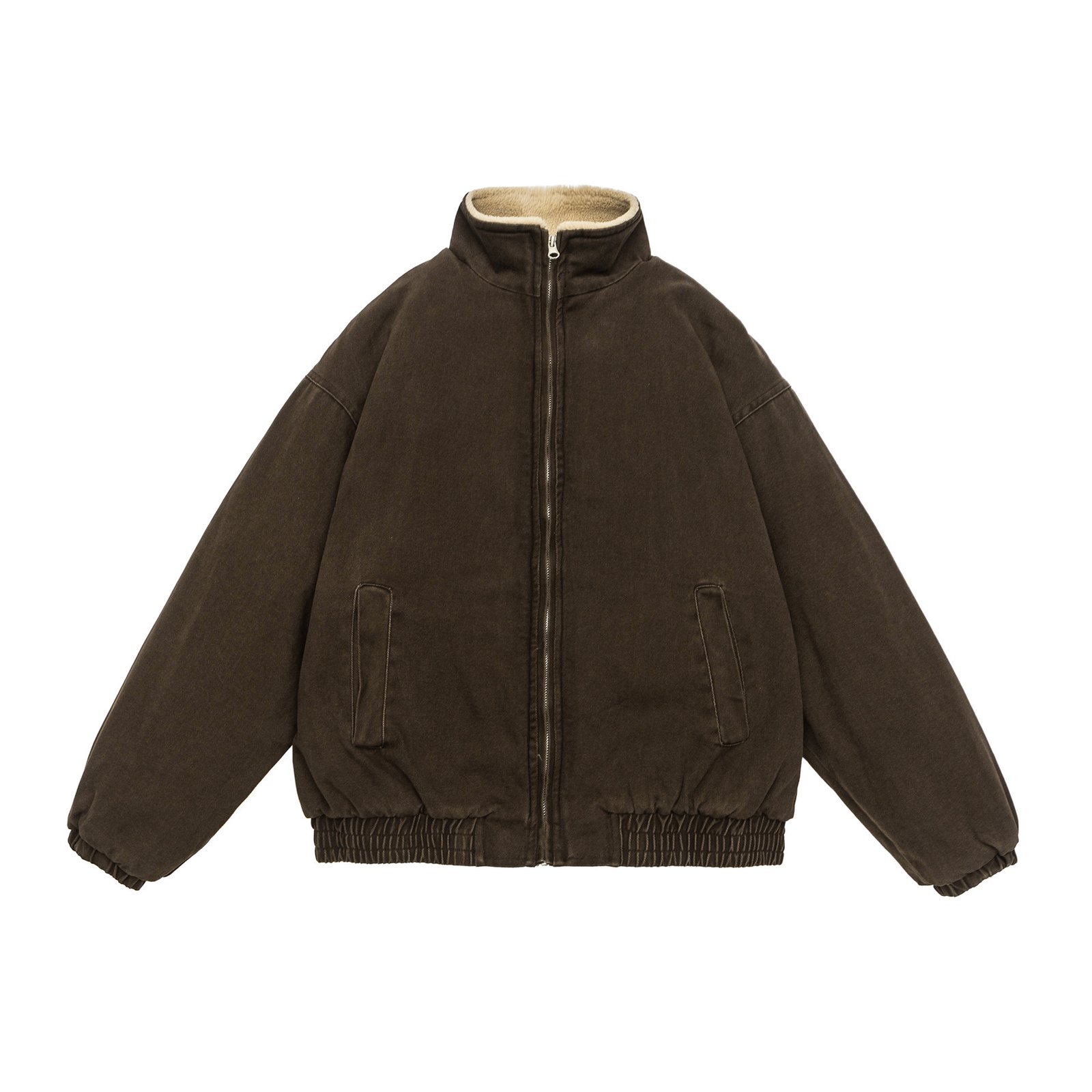 New Solid Color Lamb Wool Lining Winter Cotton Dress Men - Image 4