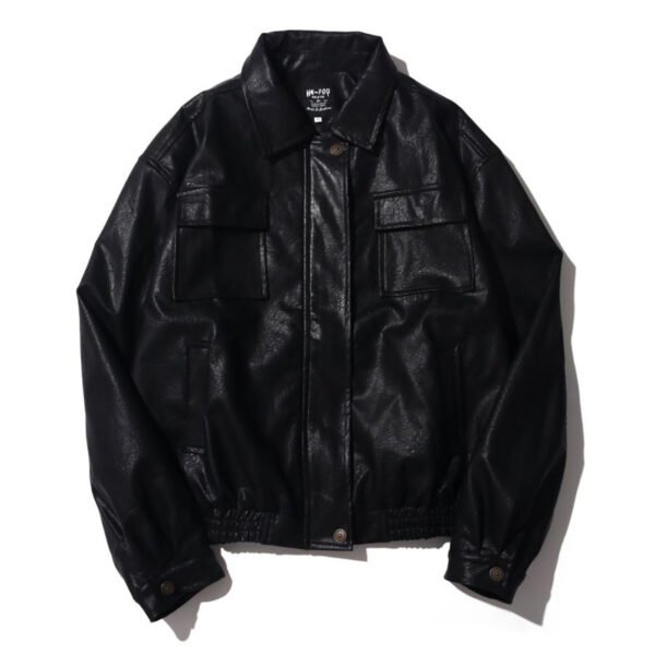 Japanese Vintage PU Motorcycle Leather Jacket - Image 4
