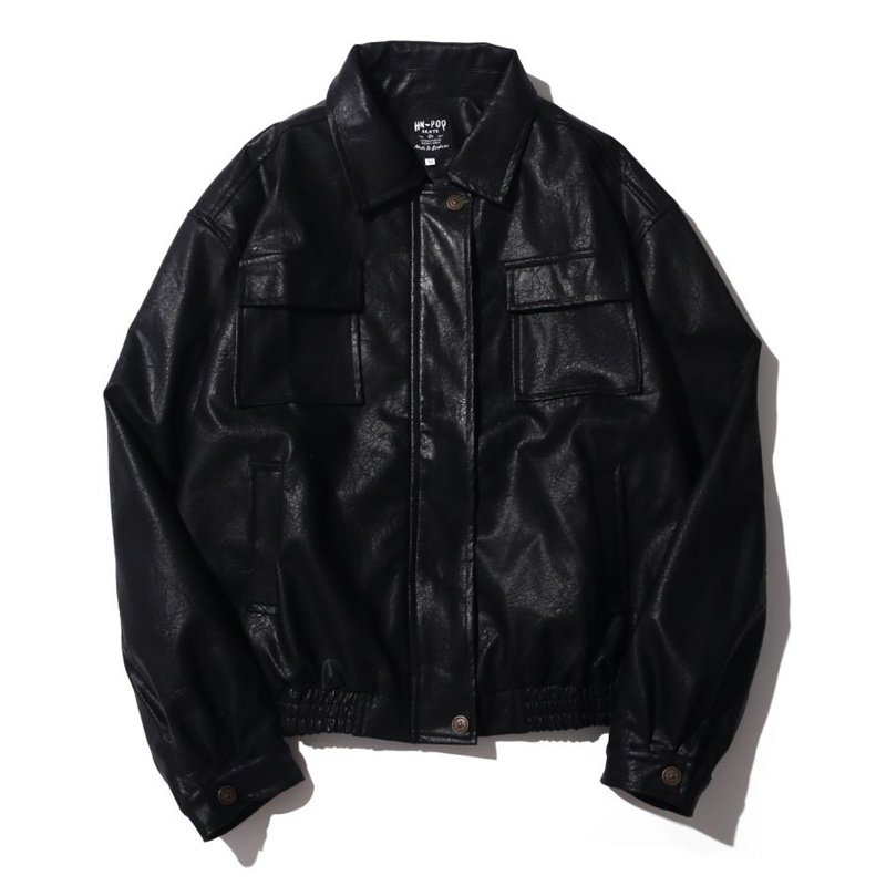 Japanese Vintage PU Motorcycle Leather Jacket - Image 4