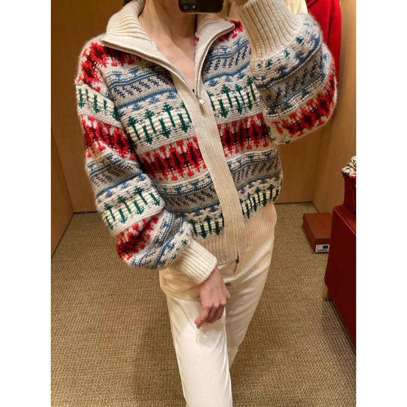 Women's Retro Heavy-duty Jacquard Thickened Wool Sweater - Image 5