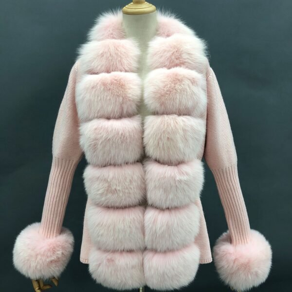 Autumn And Winter Solid Color Fox Placket Cuff Detachable Knitted Cardigan For Women - Image 10
