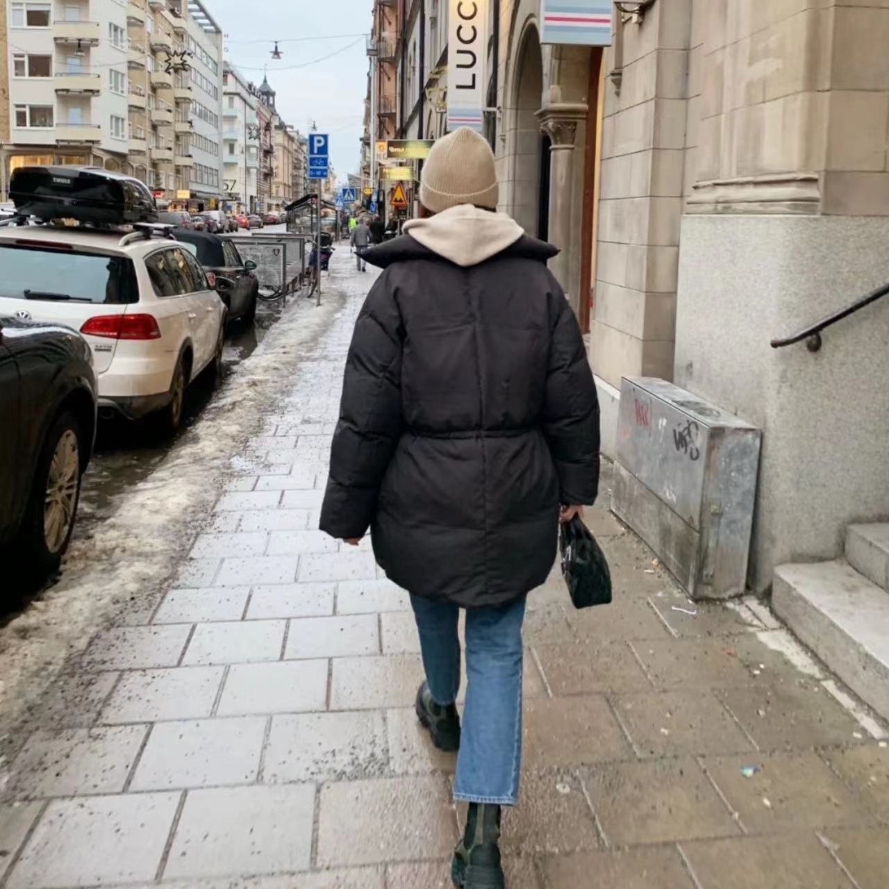 Drawstring Waist Stand Collar Women's New Warm Down Jacket Coat - Image 2