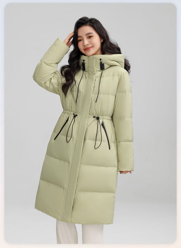 Drawstring Waist Long Below The Knee Down Jacket Women's Winter Casual Warm Jacket - Image 5
